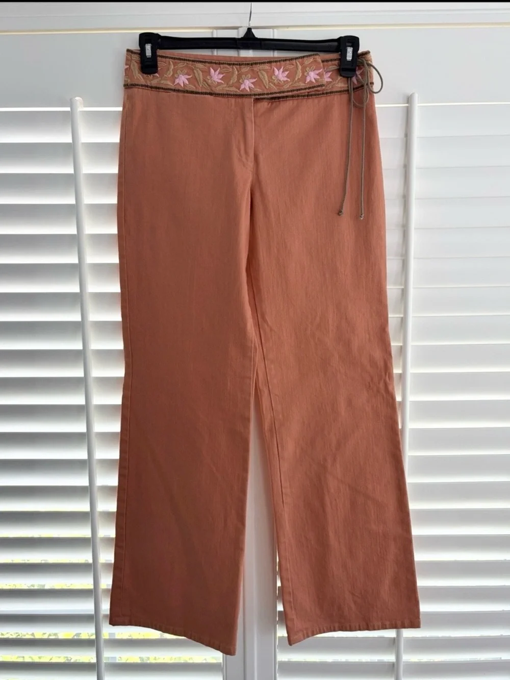 Anthropologie Fei Embroidered Tie Waist Pant